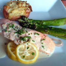 Poached Salmon with Dijon Cream Sauce