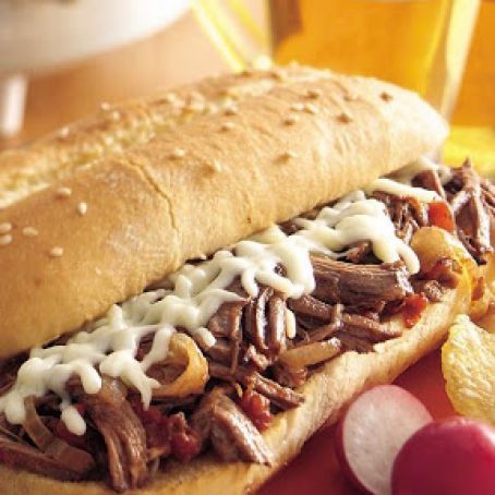 Slow-Cooker Italian Shredded Beef Hoagies