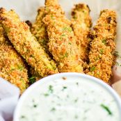 Oven-Fried Pickles with Homemade Dill Buttermilk Ranch