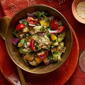 Eggplant Salad with Yellow Peppers & Red Onion