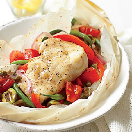 Parchment-Baked Fish and Tomatoes