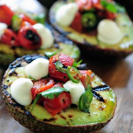 Grilled Avocados Filled with Blistered Tomato Salsa