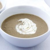 Mushroom and Parmesan Soup with Chive Crème Fraîche