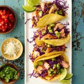 Grilled Salmon Tacos with Chunky Guacamole