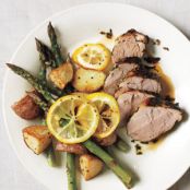 Herb-Rubbed Pork Tenderloin With Potatoes and Lemony Asparagus