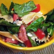 Quick Warm Pasta Salad with Vegetables & Kielabasa