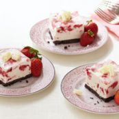Frozen Strawberry-White Chocolate Mousse Squares