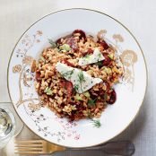 Farro with Spanish Chorizo, Feta and Dill