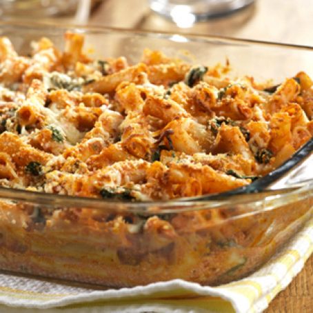 Three Cheese Baked Ziti with Spinach