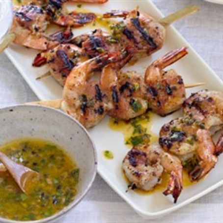 Curtis Stone's prosciutto wrapped prawn skewers