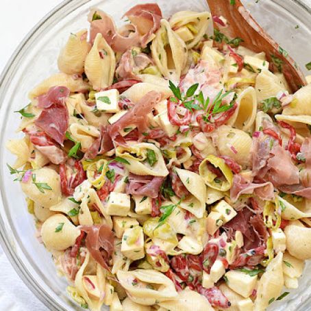 Macaroni Salad with Smoked Mozzarella and Proscuitto | foodiecrush.com