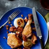 Roast Chicken With Chanterelles & Cipollini