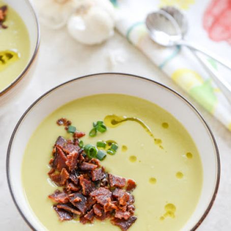 Leek Soup Creamy Caramelized with Maple Glazed Bacon