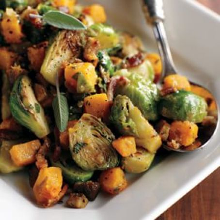 Brussels Sprouts & Butternut Squash with Bacon Vinaigrette