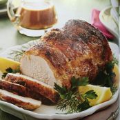 Garlic Pork Loin Roast with White Wine Pan Sauce
