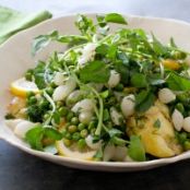 Smashed New Potatoes with Peas, Lemon, and Pearl Onions