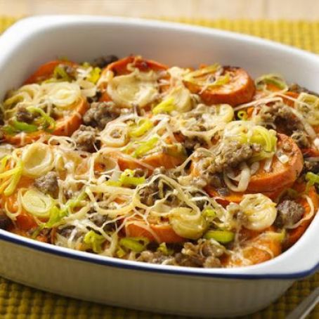 Slow Cooker Sweet Potatoes and Sausage