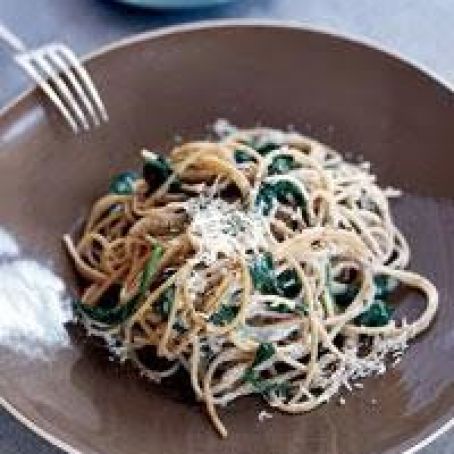 Spaghetti with Lemon, Chile and Creamy Spinach