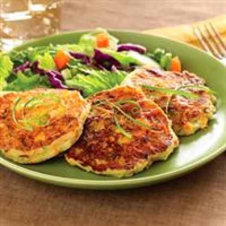 Cheesy Potato Pancakes with Sausage