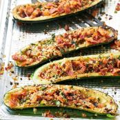 Zucchini Boats with Bacon Gremolata