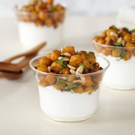GARBANZOS****Spiced Chickpeas with Yogurt and Pine Nuts