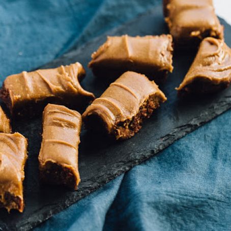 Raw Peanut Butter Brownies w/Peanut Butter Carmel frosting