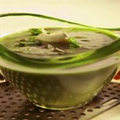 Almost Raw Asparagus Soup with Yogurt and Almonds