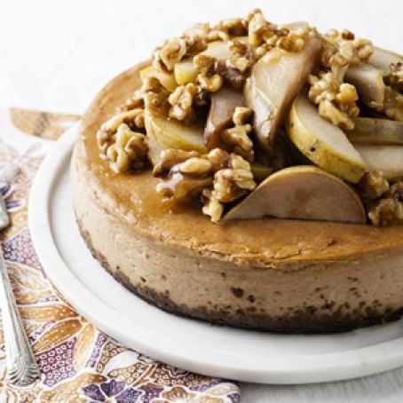 Chai Cheesecake with Pears and Walnuts