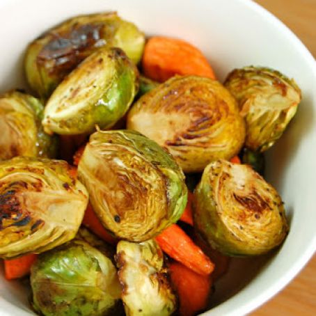 Balsamic Roasted Carrots and Brussel Sprouts