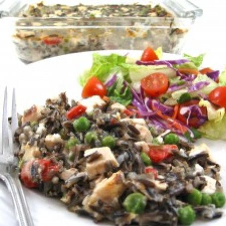 Skinny Chicken Alfredo and Wild Rice Casserole
