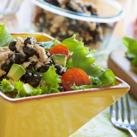 Salmon and Black Bean Dinner Salad with Cilantro Lime Dressing