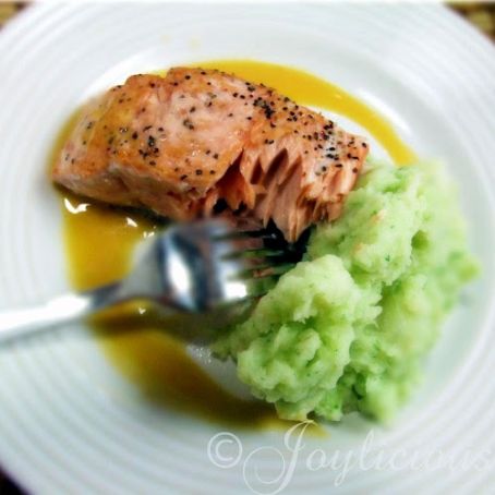 Salmon with Coconut Citrus Butter and Chive Mashed Potatoes