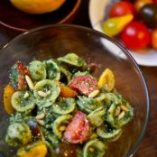 Spicy Kale & Lemon Pesto Orecchiette with Baby Heirloom Tomatoes