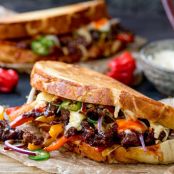 KOREAN STEAK SANDWICH WITH JALAPENOS AND GARLIC MAYO
