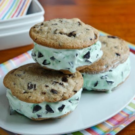 Giant Mint Chocolate Chip Ice Cream Sandwiches