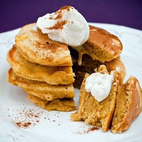 Brown Butter Pumpkin Pancakes with Bourbon Cream