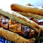 Grilled Bacon-Wrapped Stuffed Hot Dogs