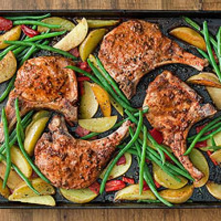 Roasted Pork Chops with Green Beans & Potatoes