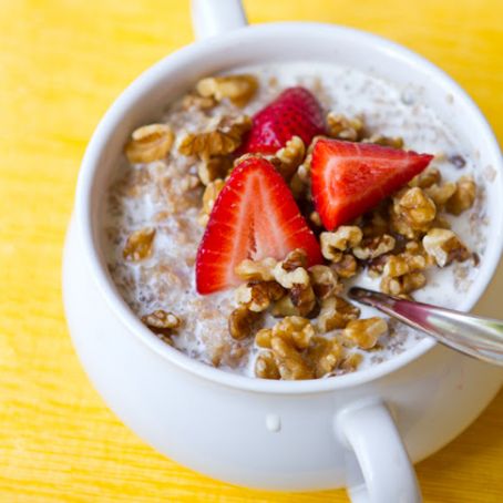 Cracked Farro Porridge with Farm Berries and Walnuts