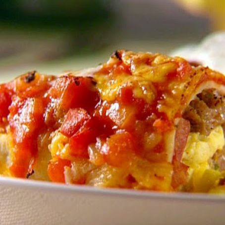 Breakfast Enchiladas with Red Sauce