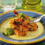 CAMARONES AL LIMON CON PESTO DE MENTA