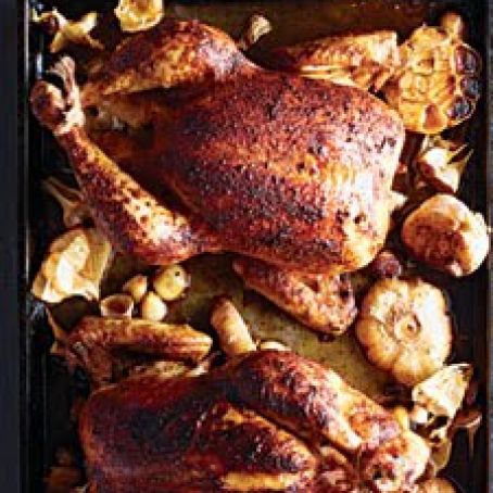 Paprika rubbed Chicken with Roasted Garlic