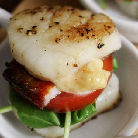 Seared Scallop BLT with Candied Maple Bacon