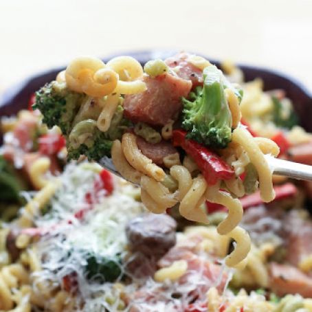 Ham and Vegetable Pasta Skillet with a Light Cream Sauce