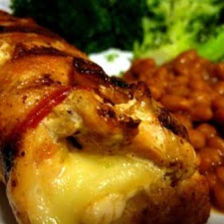 Grilled Bacon Wrapped Cheese Stuffed Chicken