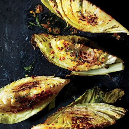 Roasted Cabbage Wedges with Orange and Caraway