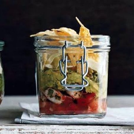 SHRIMP w/SALSA, AVOCADO & TORT CHIPS