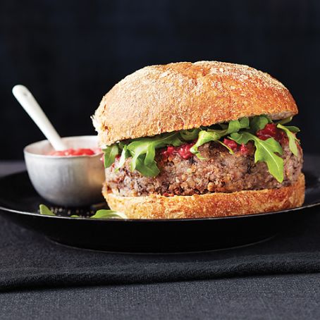 Almond, Bean and Grain Burgers with Strawberry Shallot Sauce