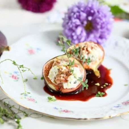 Stuffed Roasted Figs with Goat Cheese and Pistachios