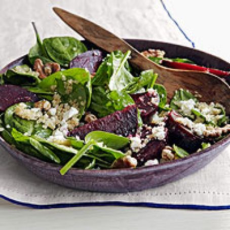 Spinach Salad with Beets, Quinoa & Goat Cheese